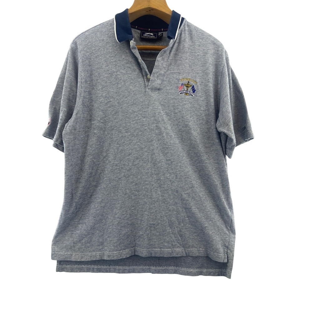 Slazenger Ryder Cup Oakland Hills Polo Shirt Mens XXL Gray Cotton Golf Short Slv